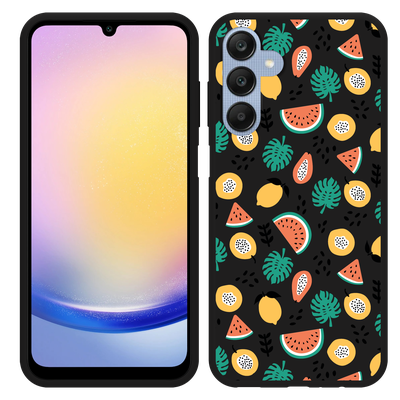 Cazy Hoesje Zwart geschikt voor Samsung Galaxy A25 Tropical Fruit