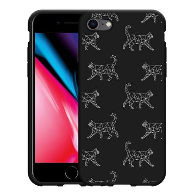 Cazy Hoesje Zwart geschikt voor iPhone SE 2020 - Geometric Cats