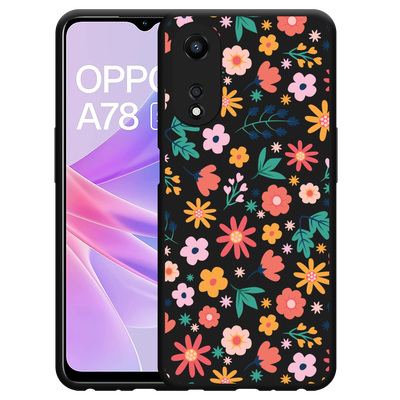 Cazy Hoesje Zwart geschikt voor Oppo A78 5G Always have flowers