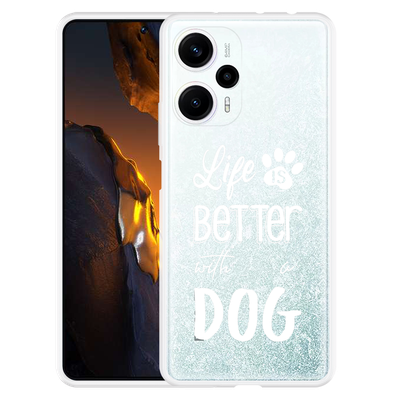 Cazy Hoesje geschikt voor Poco F5 Life Is Better With a Dog Wit