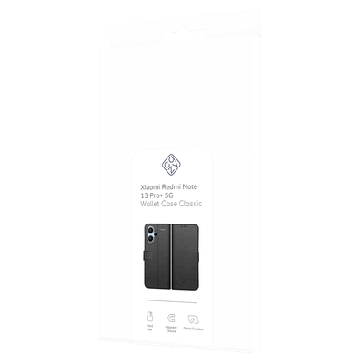 Cazy Hoesje geschikt voor Xiaomi Redmi Note 13 Pro+ 5G - Bookcase Classic met Pasjeshouder - Zwart