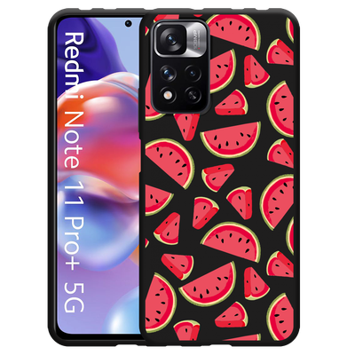 Cazy Hoesje Zwart geschikt voor Xiaomi Redmi Note 11 Pro+ - Watermeloen