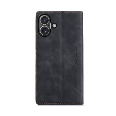 Caseme Hoesje geschikt voor iPhone 16 Plus - Retro Wallet Case - Zwart