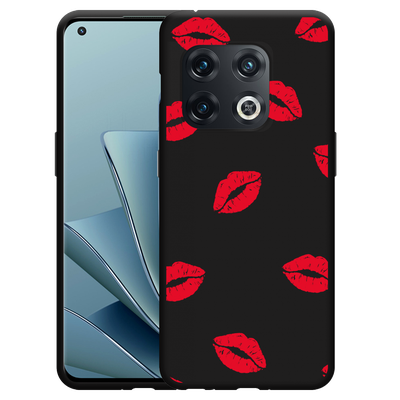 Cazy Hoesje Zwart geschikt voor OnePlus 10 Pro - Red Kisses