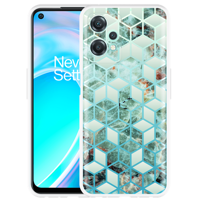 Cazy Hoesje geschikt voor OnePlus Nord CE 2 Lite - Groen Hexagon Marmer