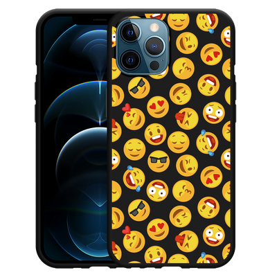 Cazy Hoesje Zwart geschikt voor iPhone 12 Pro Max - Emoji