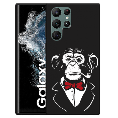 Cazy Hoesje Zwart geschikt voor Samsung Galaxy S22 Ultra - Smoking Chimp