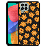Hoesje Zwart geschikt voor Samsung Galaxy M33 - Oranje Bloemen
