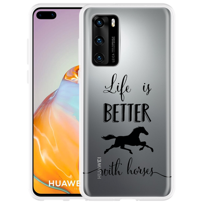 Cazy Hoesje geschikt voor Huawei P40 - Life is Better with Horses