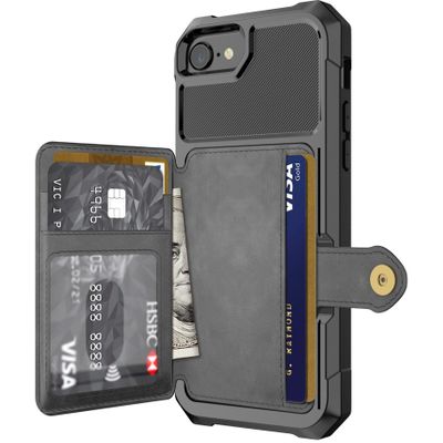 Cazy Magnetic Card Hoesje geschikt voor iPhone 6/6S/7/8 - Zwart