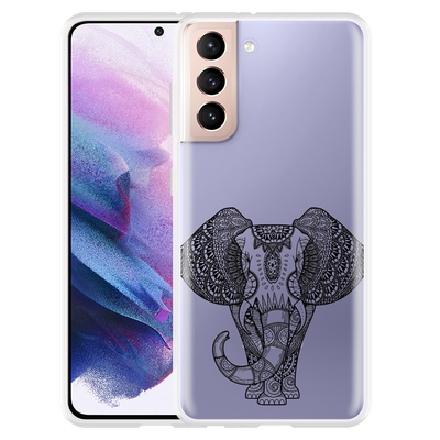 Cazy Hoesje geschikt voor Samsung Galaxy S21 - Mandala Elephant