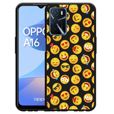 Hoesje Zwart geschikt voor Oppo A16/A16s - Emoji