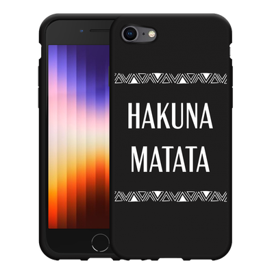 Cazy Hoesje Zwart geschikt voor iPhone SE 2022 - Hakuna Matata white