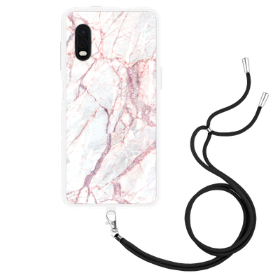 Cazy Hoesje met Koord geschikt voor Samsung Galaxy Xcover Pro - White Pink Marble