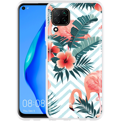 Cazy Hoesje geschikt voor Huawei P40 Lite - Flamingo Flowers
