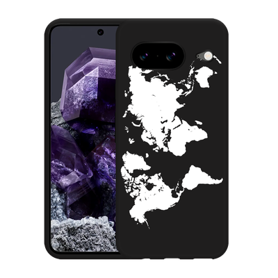 Cazy Hoesje Zwart geschikt voor Google Pixel 8 World Map