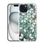 Hoesje geschikt voor iPhone 15 Groen Hexagon Marmer