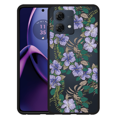 Cazy Hoesje Zwart geschikt voor Motorola Moto G84 5G Purple Flowers