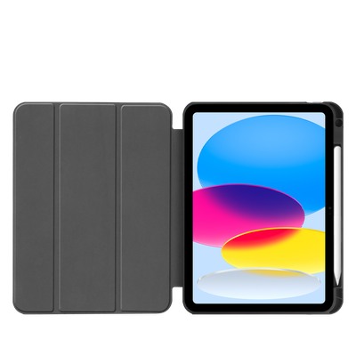 Cazy Hoes geschikt voor iPad 2022 (10th Gen) - TriFold Tablet Smart Cover met Penhouder - Grijs