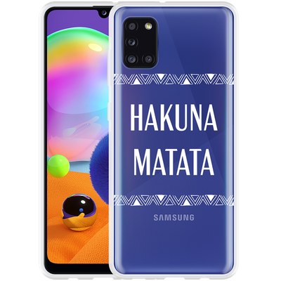 Cazy Hoesje geschikt voor Samsung Galaxy A31 - Hakuna Matata white