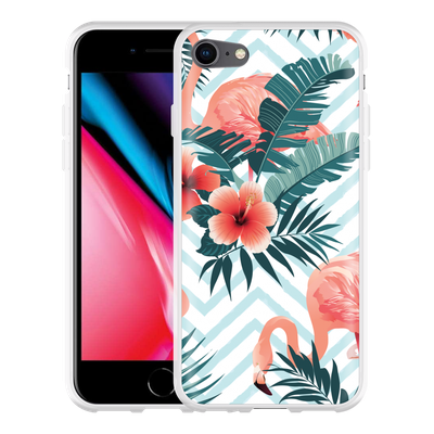 Cazy Hoesje geschikt voor iPhone 8 - Flamingo Flowers
