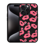 Hoesje Zwart geschikt voor iPhone 15 Pro Inflatable Flamingos