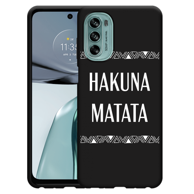 Cazy Hoesje Zwart geschikt voor Motorola Moto G62 5G - Hakuna Matata white