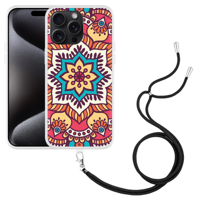 Cazy Hoesje met koord geschikt voor iPhone 15 Pro Max Mandala Hippie