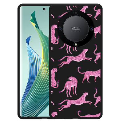 Cazy Hoesje Zwart geschikt voor Honor Magic5 Lite Roze Cheeta's