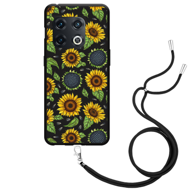 Cazy Hoesje met Koord Zwart geschikt voor OnePlus 10 Pro - Sunflowers
