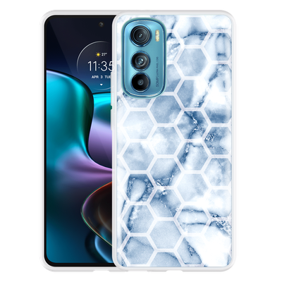 Cazy Hoesje geschikt voor Motorola Edge 30 - Blue Marble Hexagon