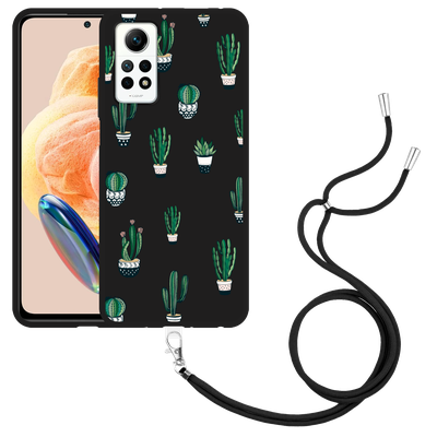 Cazy Hoesje met koord Zwart geschikt voor Xiaomi Redmi Note 12 Pro 4G Green Cactus