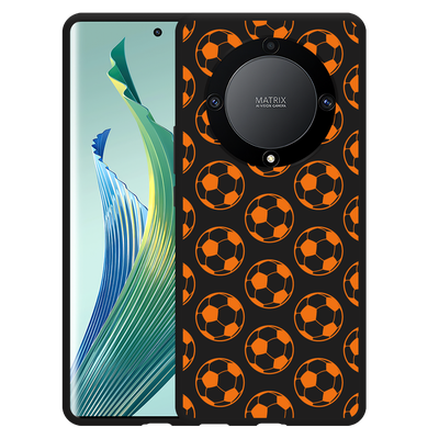 Cazy Hoesje Zwart geschikt voor Honor Magic5 Lite Orange Soccer Balls