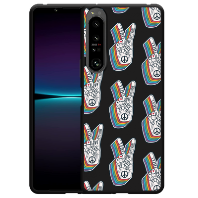 Cazy Hoesje Zwart geschikt voor Sony Xperia 1 IV - Love & Peace