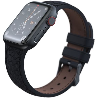 Njord Collections Zalm Leder Smartwatchband geschikt voor Apple Watch 44mm/45mm/Ultra - Grijs