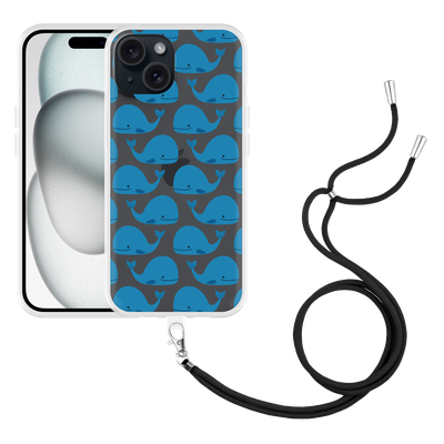 Cazy Hoesje met koord geschikt voor iPhone 15 Whales