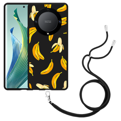 Cazy Hoesje met koord Zwart geschikt voor Honor Magic5 Lite Banana