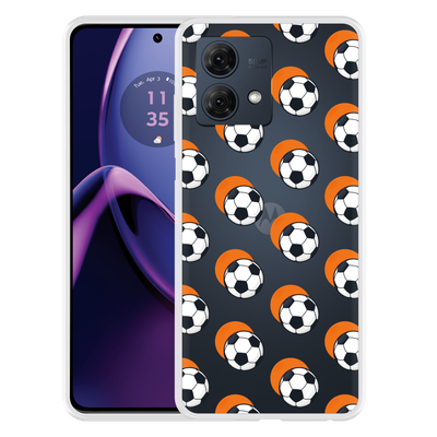 Cazy Hoesje geschikt voor Motorola Moto G84 5G Soccer Ball Orange
