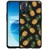 Hoesje Zwart geschikt voor Oppo Reno6 5G - Ananas