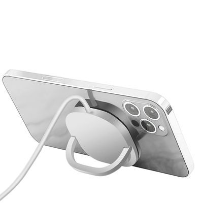 Cazy Soft TPU Hoesje met Magnetische Ring geschikt voor iPhone 14 Pro - Transparant + 2 in 1 Magnetische Draadloze Charger Pad 15W - Wit