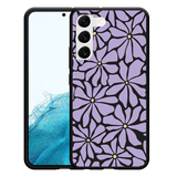 Hoesje Zwart geschikt voor Samsung Galaxy S22+ Abstracte Paarse Bloemen