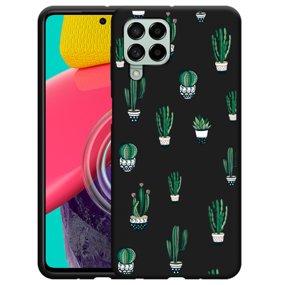 Cazy Hoesje Zwart geschikt voor Samsung Galaxy M53 - Green Cactus