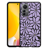 Hoesje Zwart geschikt voor Xiaomi 12 Lite Abstracte Paarse Bloemen