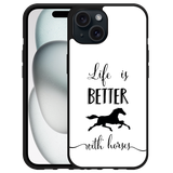 Hardcase Hoesje geschikt voor iPhone15 Life is Better with Horses