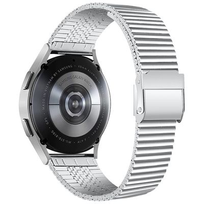 Cazy Huawei Watch 3 Active 46mm Bandje - Stalen Texture Watchband - Zilver