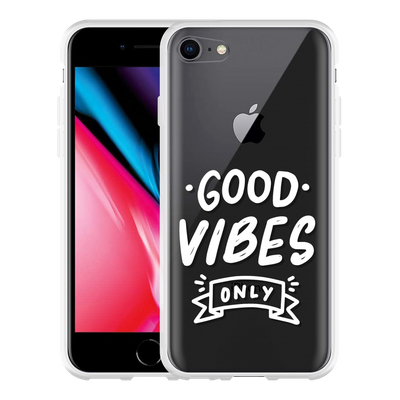 Cazy Hoesje geschikt voor iPhone 8 - Good Vibes wit