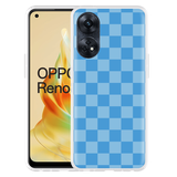 Hoesje geschikt voor Oppo Reno8 T 4G Blauw Dambordpatroon