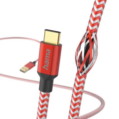 Hama Reflective USB-A naar USB-C Kabel - 150cm - Rood