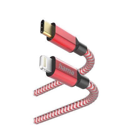 Hama Reflective USB-C naar Lightning Kabel - MFI-gecertificeerd - 150cm - Rood
