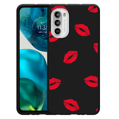 Cazy Hoesje Zwart geschikt voor Motorola Moto G52 - Red Kisses